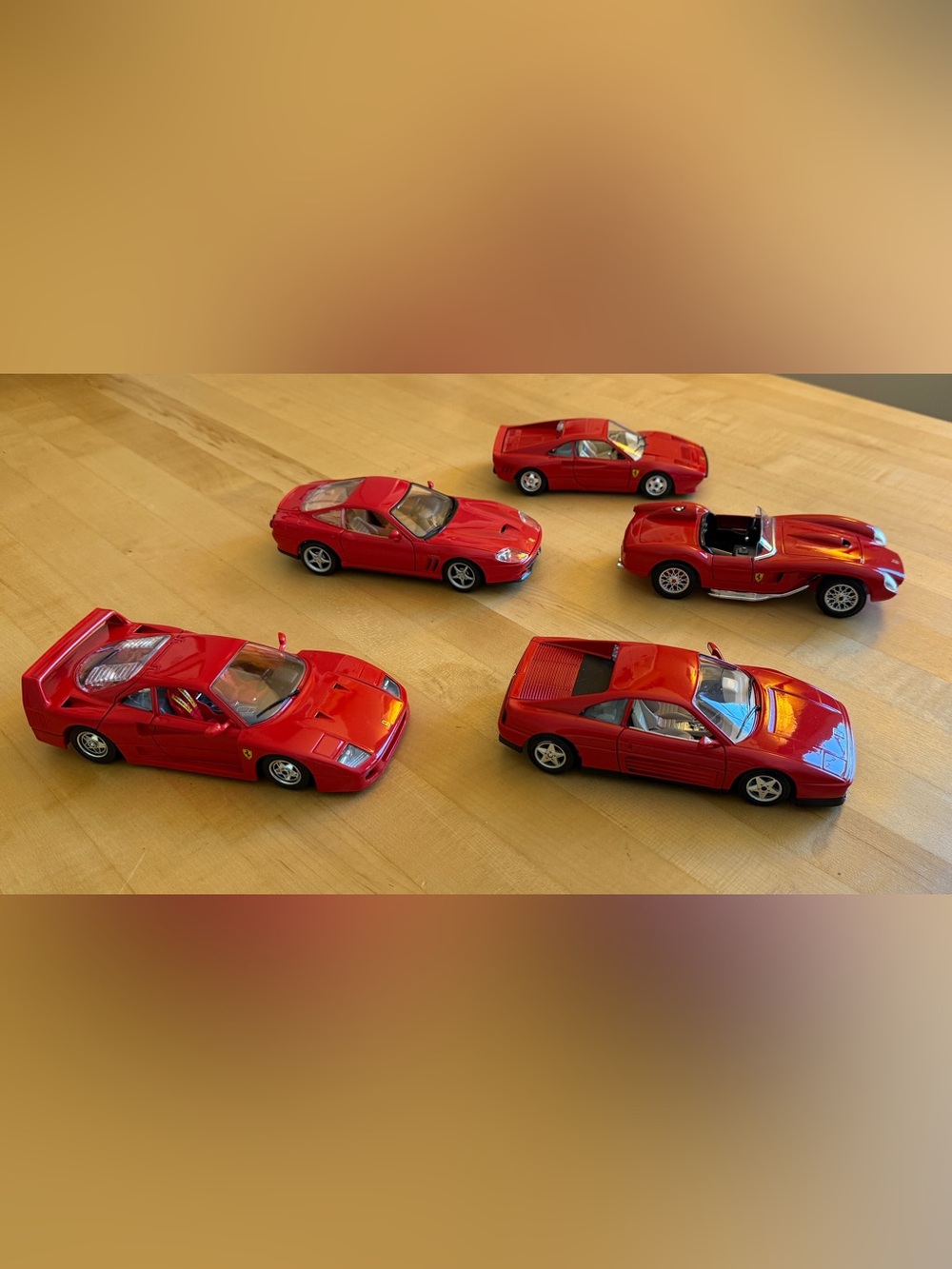 🏎️ Vintage Ferrari Lot of 5 - 1/24 Scale Burago Die Cast *Estate Sale* Italy 🇮🇹